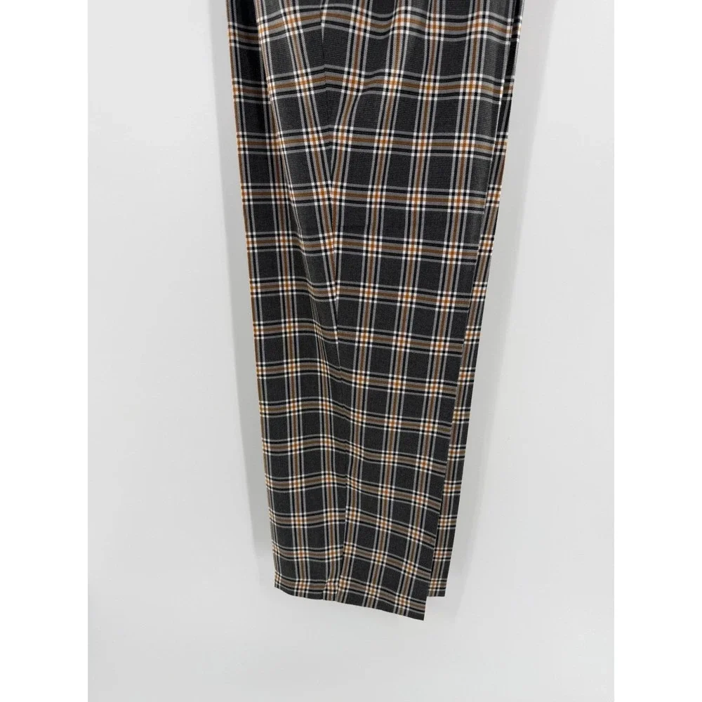 Kent‎ & Park Mens Charcoal Plaid Dress Pants Wool Touch Flat Front PL124 50x32